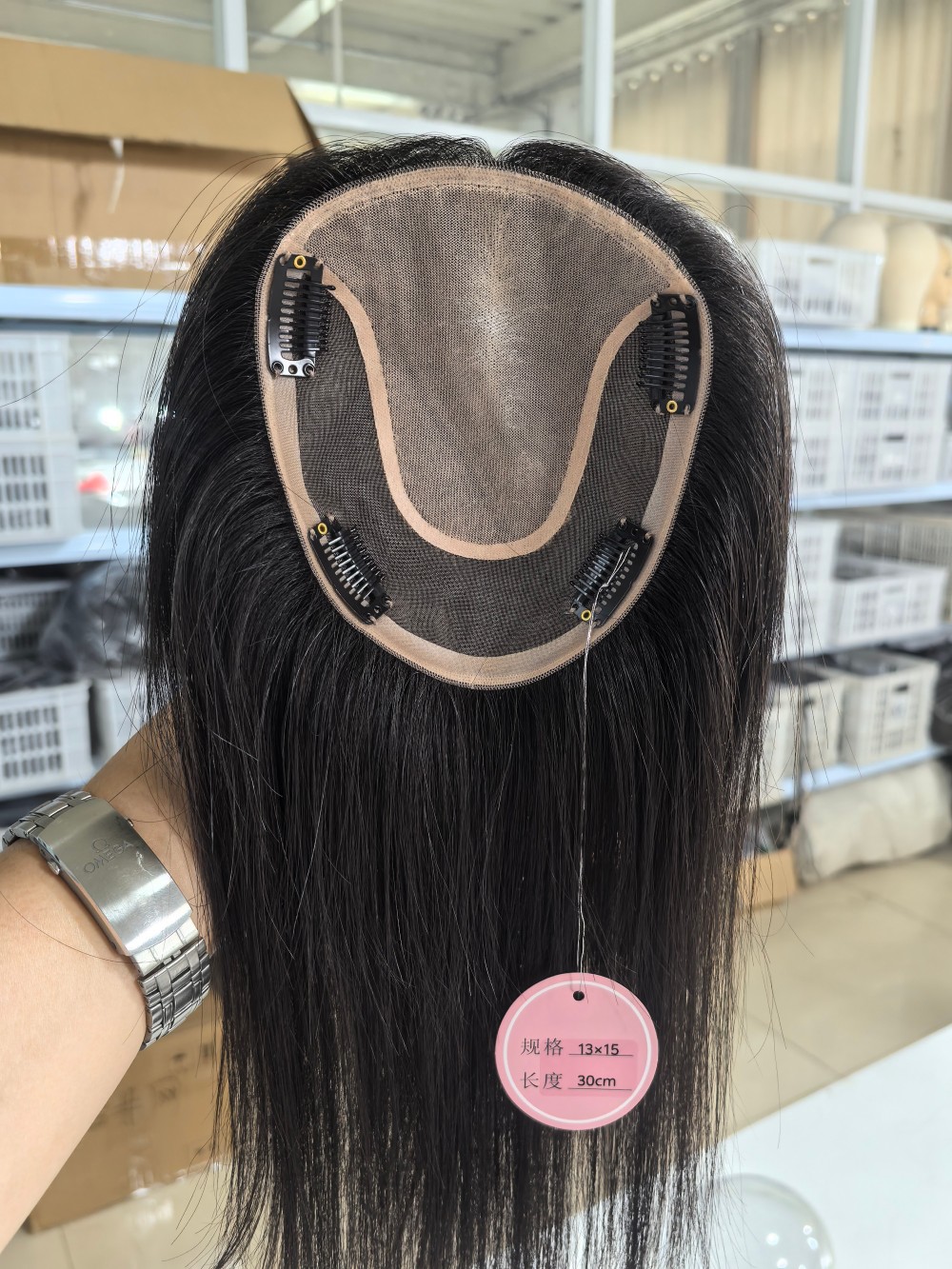 U‑Shape + #3 Net, Virgin Braid Hair Natural Color Injected‑Skin Hair Topper